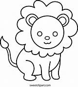 Lion Coloring Cute Clip Face Pages Sweetclipart sketch template