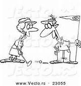 Retirement Cartoon Retired Coloring Couple Golfing Outline Royalty Stock Illustrations Clipart sketch template