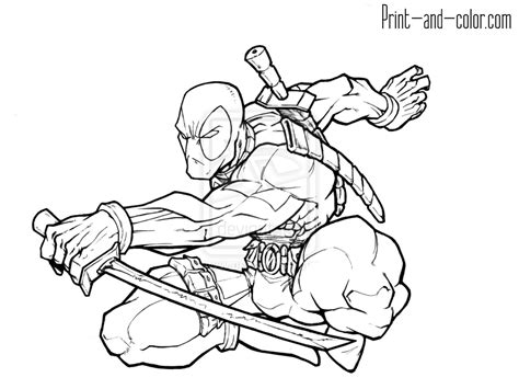 deadpool coloring pages print  colorcom