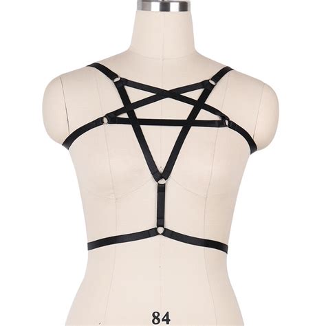 10 piece pentagram bondage harness bra handmade cage bra elastic
