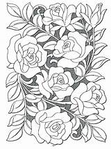Coloring Rose Pages Garden Adults Colouring Roses Printable Flowers Flower Hard Sheets Color Adult Vines Book Print Books Floral Designs sketch template