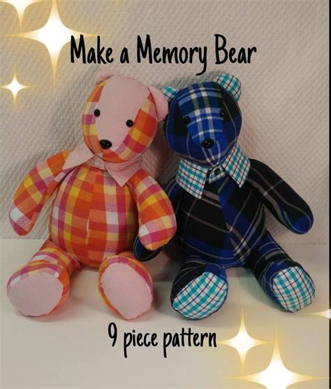 memory bear  piece pattern instant  etsy teddy bear