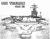 Coloring Carrier Aircraft Pages Truman Ship Cvn sketch template