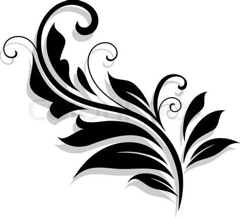 decorative floral design element with shadow on white background vector colourbox