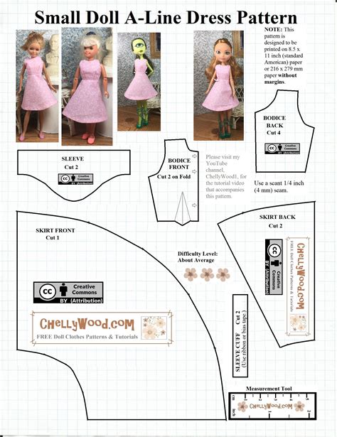 printable sewing pattern  small dolls  doll clothes