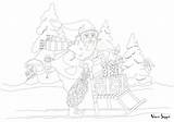 Tonttu Kicksled Coloring Värityskuva Elf Christmas Ja Täällä Quality  High sketch template