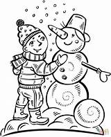 Snowman Coloring Pages Boy Making Girl Hands Printable Building Color Drawing Kids Make Choose Board Christmas sketch template