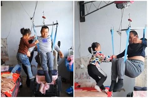 6 year old girl in china takes care of paralysed dad the straits times