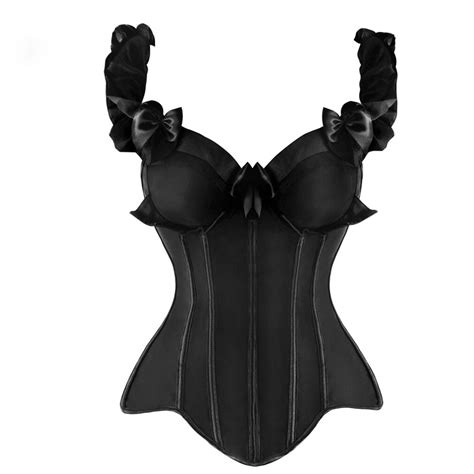 women s vintage satin corset bustier top boned elastic ruffled straps