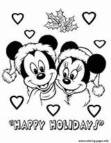 Santa Hat Coloring Minnie Mickey Disney Pages Wearing Printable sketch template