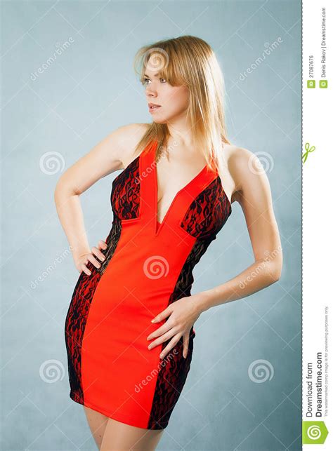 Beautiful Woman In Sexy Red Dress Royalty Free Stock Image