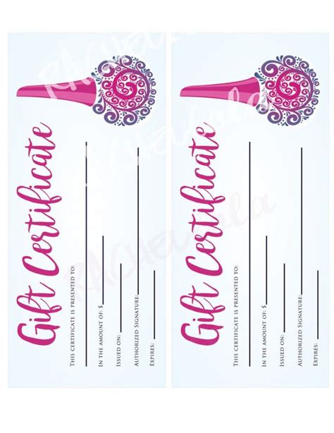 printable nail salon gift certificate template manicure etsy nail