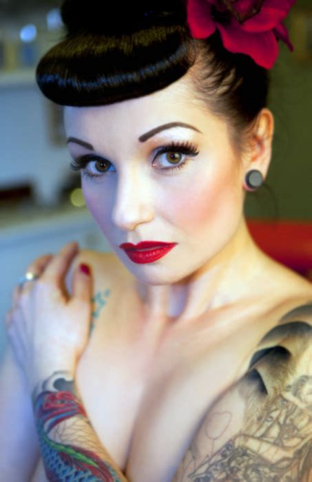 Flower Hairstyle Makeup Pin Up Rockabilly Girl Image