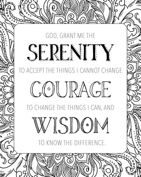 serenity prayer coloring page printable  printable faith