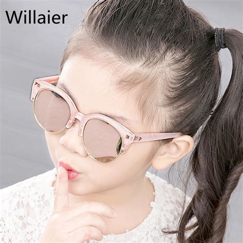 Willaier 2017 Pink Thick Frame Cute Chlidren Sunglasses For Girls And
