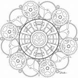 Mandala Steampunk Coloriage Compass Tardis Zentangle Feminist Mandalas Zentangles Engranaje Ornamento Cogs Ausmalbilder Oni Librairie Mandale Designlooter Klipartz sketch template