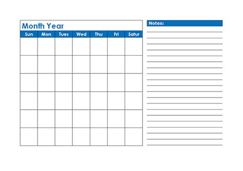 monthly blank calendar  blue shade  printable templates