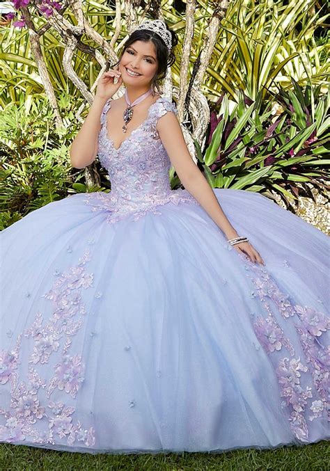Beaded Floral Sparkling Tulle Quinceañera Dress Quinceanera Dresses