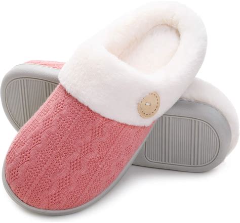 vonluxe womens fuzzy house slippers comfy memory foam bedroom slippers warm slip  light shoes