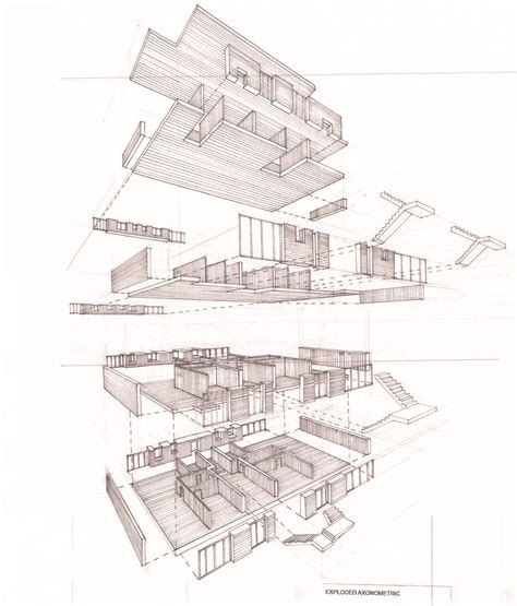 exploded axonometric post production ideas pinterest perspective
