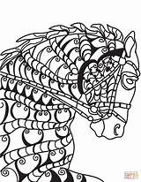 Coloring Horse Zentangle Pferd Colorear Para Malvorlage Pages Caballo Head Dibujo Dibujos Printable sketch template