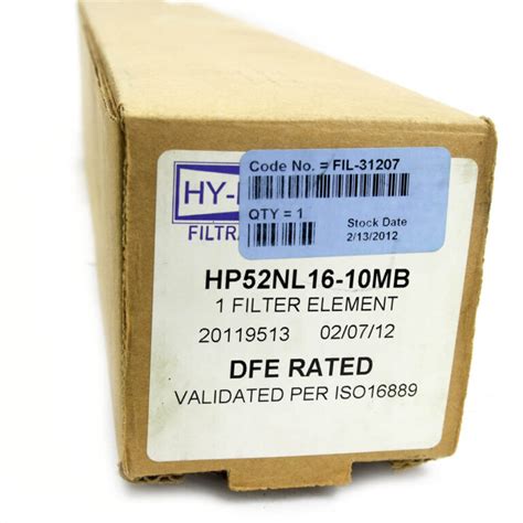 hy pro hpnl  mb dfe rated filter element