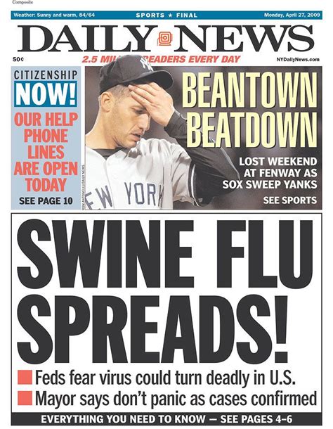 famous headlines  newspaper newspaper headlines uk swine flu