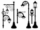 Vector Street Lamp Lights Silhouettes Road Thehungryjpeg Cart sketch template
