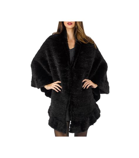 knitted wrap shawl black mink fur fursourcecom