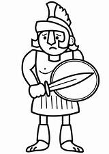 Greek Soldier Ancient Cartoon Coloring Pages Drawing Greece Printable Military Color sketch template