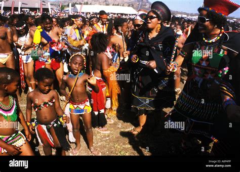 zulu reed dance ceremonial participants natal south africa stock