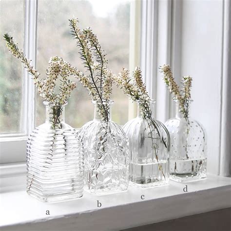 pressed glass square bottle vase  clem  notonthehighstreetcom