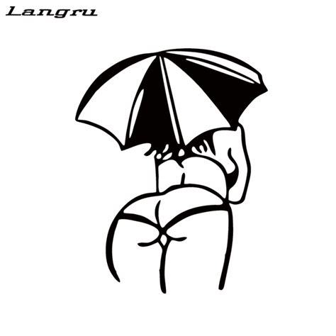 Langru New Design Sexy Girls Car Stickers Umbrella Body Car Styling Car