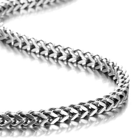 stunning mechanic style stainless steel silver mens necklace link chain length
