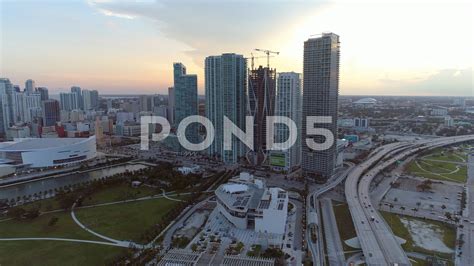 aerial drone approach highrise condominiums miami stock footageapproachhighriseaerialdrone
