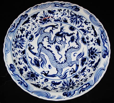 big antique chinese dragon porcelain cm bw chargerth  xuande mark  world trades