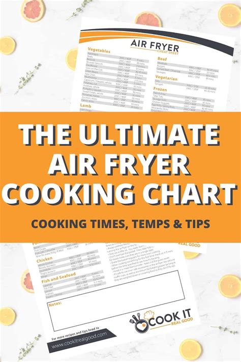 air fryer cooking chart  printable cook  real good