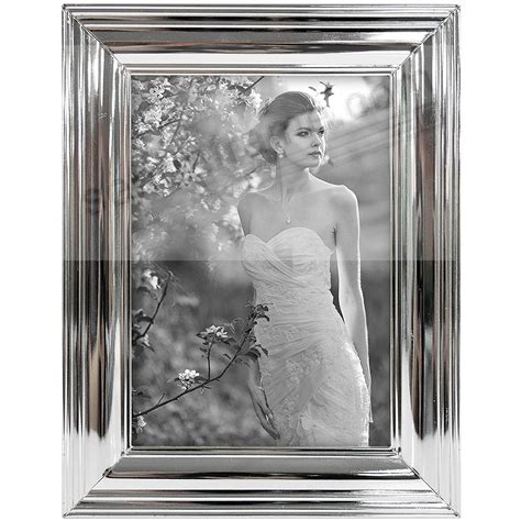 wide metallic silver frame  mcs picture frames photo albums