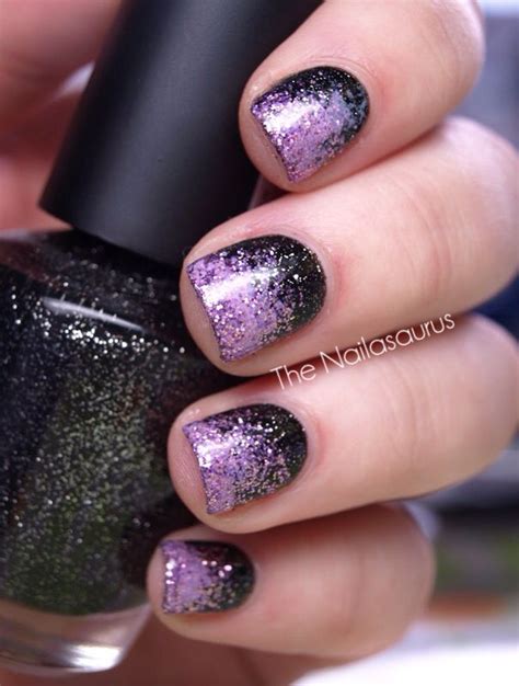 Black And Purple Glitter Trendy Nails Sparkle Nails Nails