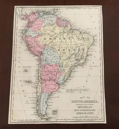 hand colored map mitchells south america brazil argentina