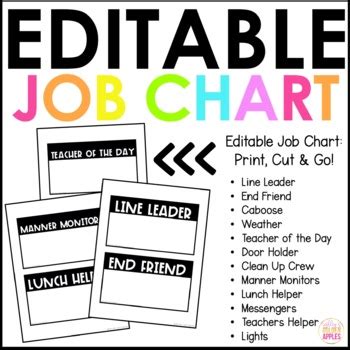 classroom job chart editable classroom jobs tpt