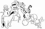 Snowman Coloring Pages Family Christmas Printable Pooh Winter Winnie Disney Bear Season sketch template