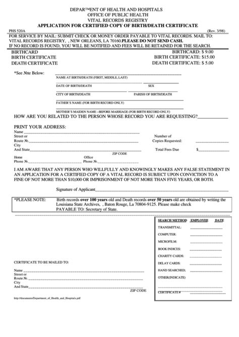 application for certified copy of birth death certificate form