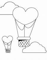 Coloring Heart Air Hot Ballon Pages Balloons Valentine Balloon Color Valentines Hellokids Print sketch template