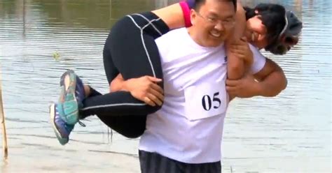 Bizarre Wife Carrying Contest Sends Serious Message To Married