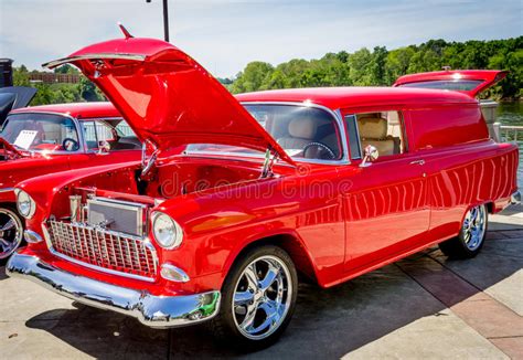 classic red chevy sedan delivery editorial stock image image  automobile sedan