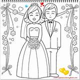 Wedding Coloring Bride Kids Groom sketch template