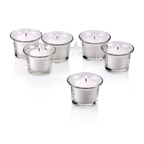 Clear Glass Lip Votive Candle Holders With White Votive Candles Burn 10