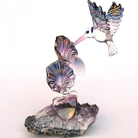 Hummingbird Figurine Hand Blown Glass Sculpture Handmade