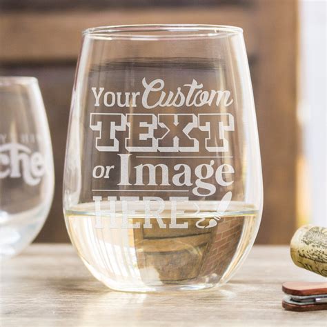 personalized stemless white wine glass design custom everything etched